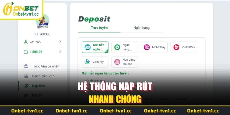Hệ thống nạp rút nhanh chóng​​